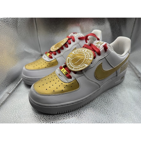 Size 10.5 Nike Air Force 1 Drew League‎ Low Mens White Gold Sneaker AA4083-102 main image 10